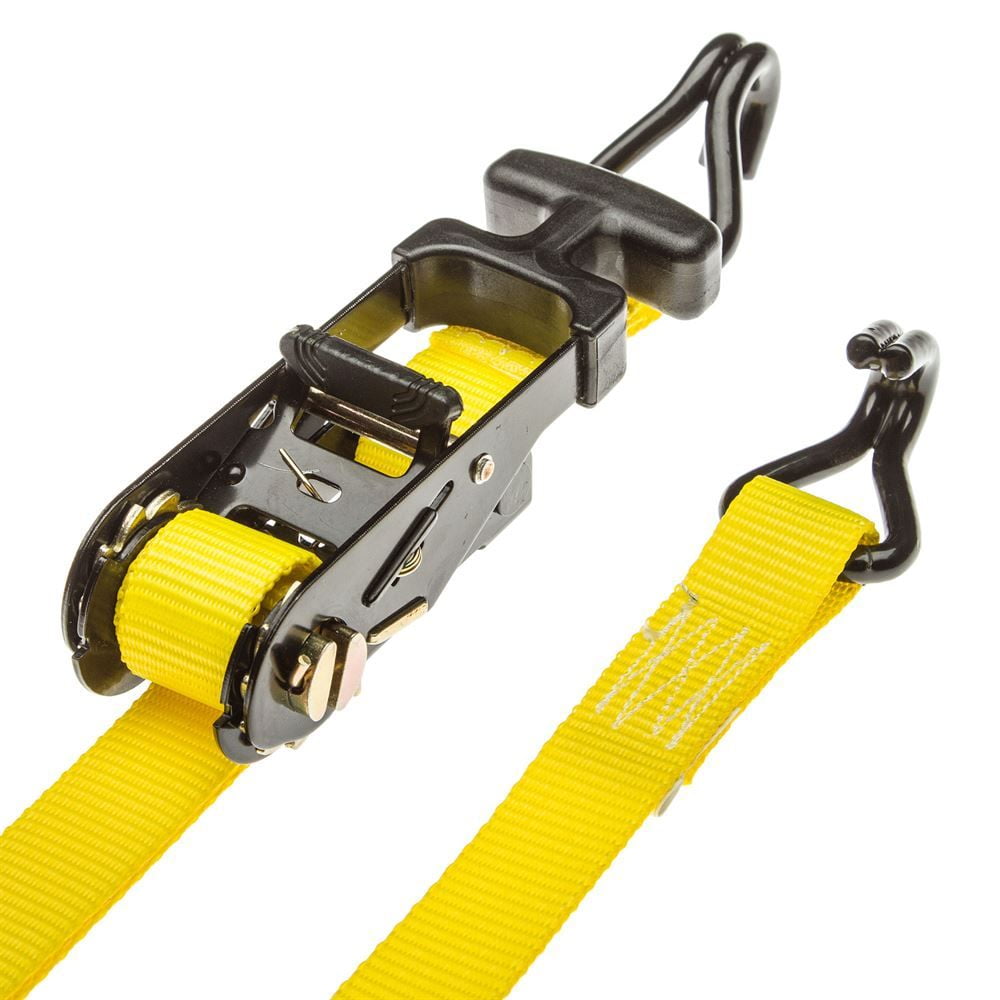 1-1/4in x 15' Ratchet Straps with J-Hooks - 4 Pack