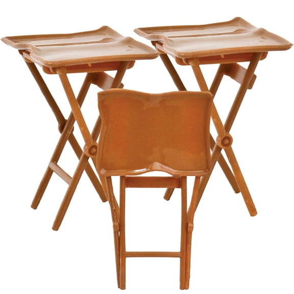 Set of 3 Brown TV Trays for WWE & AEW Wrestling Action Figures (2.5 Inches Tall)