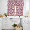 thumbnail image 3 of Bohemia Turkish Pattern Kitchen Curtains Valances and Tiers Set of 3 Purple Retro Ethnic Style Tier Curtains and Valance with Rod Pocket for Small Windows, 27.5"x24", 3 of 9