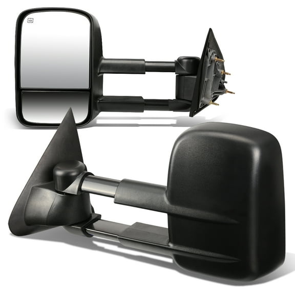DNA Motoring TWM-020-T111-BK For 2014-2020 Silverado / Sierra GMT K2XX Pair of Black Powered Heated Glass Manual Extenable Side Towing Mirrors 15 16