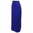 thumbnail image 2 of A2Y Women's Drawstring Waist Side Pockets Rayon Maxi Skirt Bright Blue L, 2 of 4