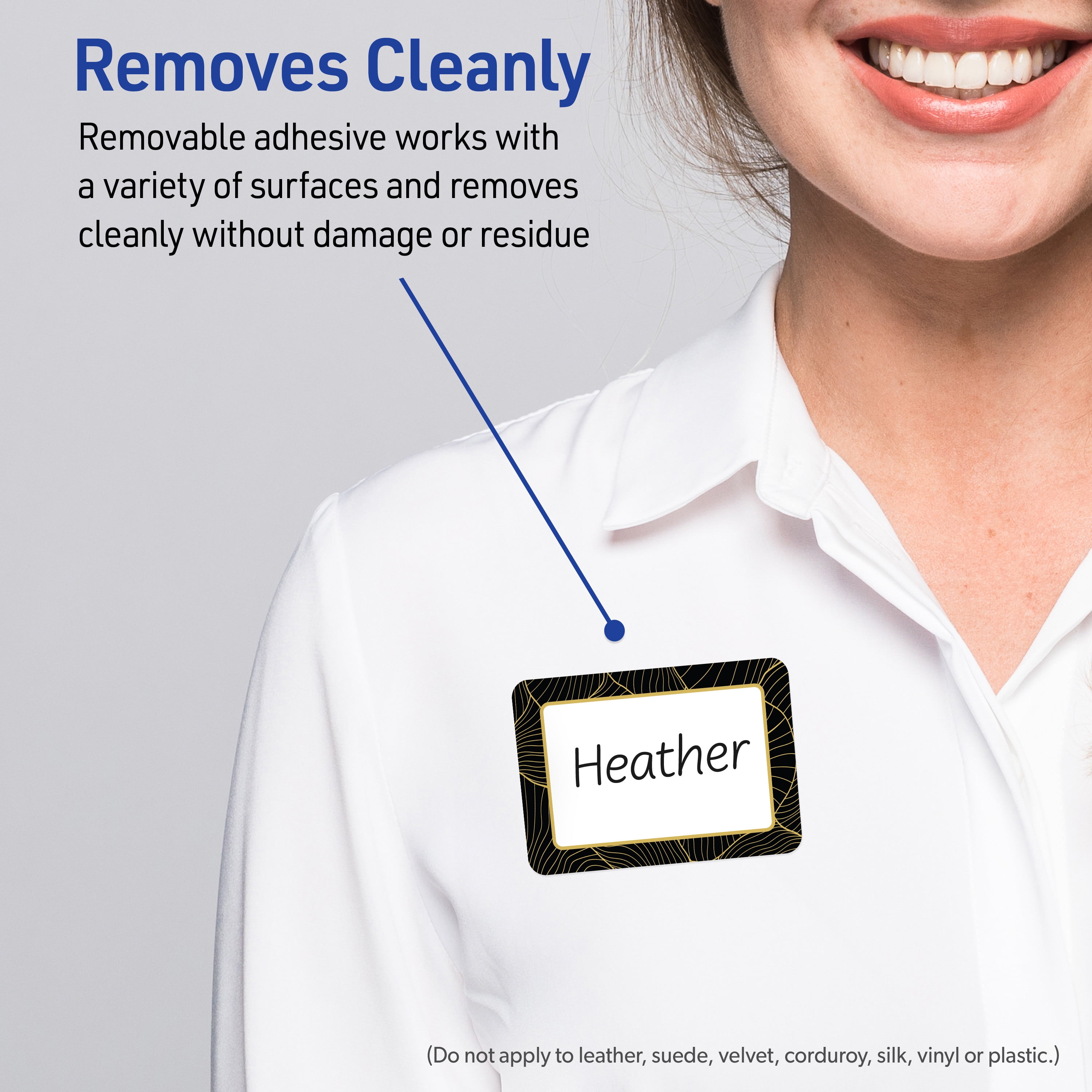 Avery Adhesive Name Tags, Matte White, Black & Gold Veins