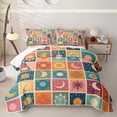 thumbnail image 2 of Homewish Cartoon Sun and Moon Bed Spread Queen for Kids, Colorful Patchwork Queen Coverlet Set, 3pcs 1 Quilt and 2 Pillowcases, 2 of 6