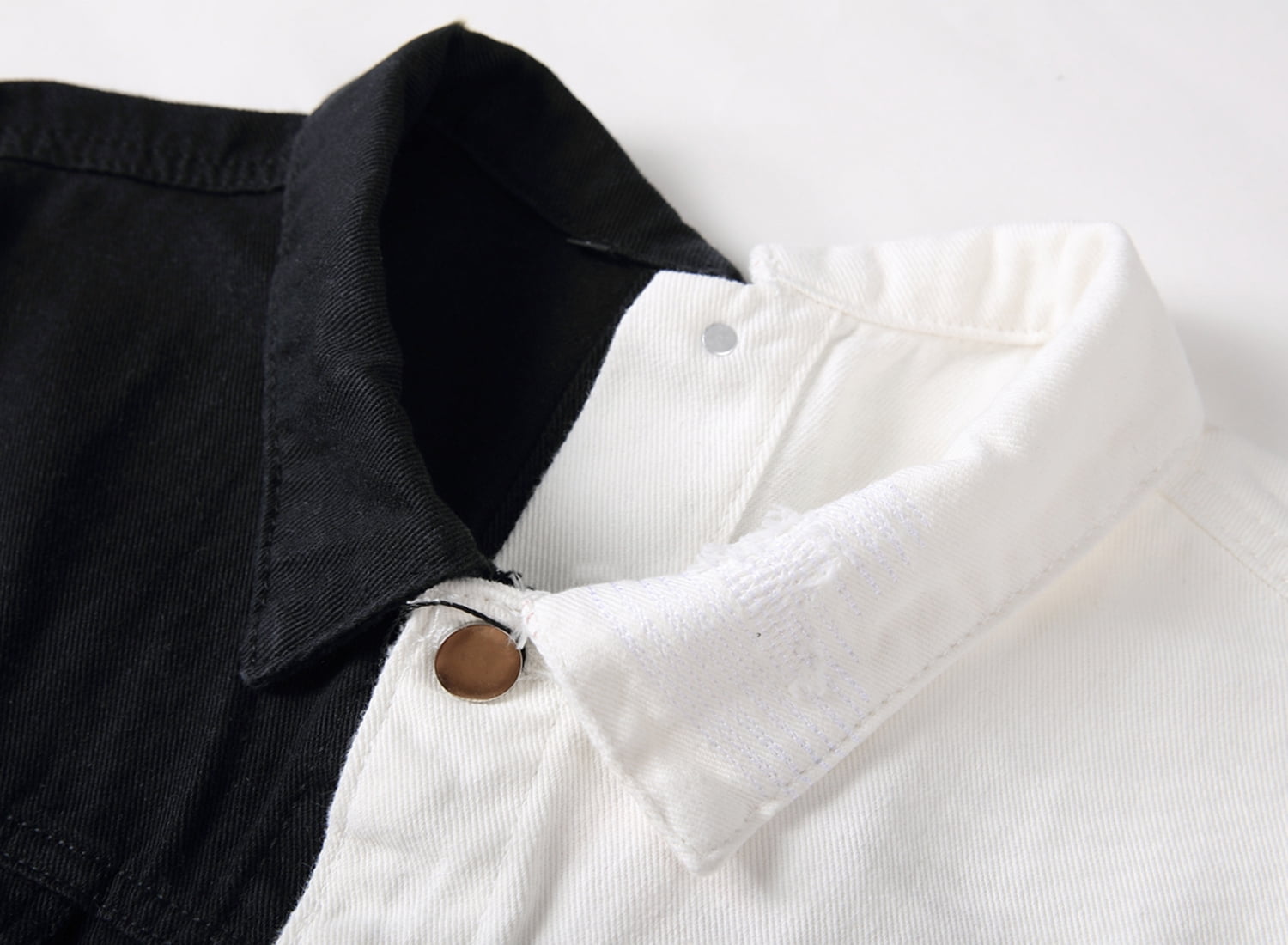 Shirt Half Black Half White Jacket Half Sleeves White Denim Half