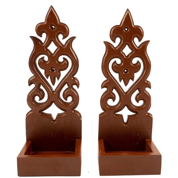 Candle Wall Sconce Holder Water Drop Carved Wood Wall Art Panel. Set of 2 Color Options Available