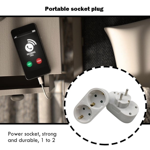 AC portátil 250V 16A 3500W enchufe de la UE 1 a 2 adaptador de enchufe convertidor de salida