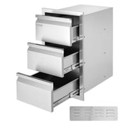 Outdoor Kitchen Drawers 15" W x 25.4" H x 19" D, Box Frame Style Flush Mount BBQ Drawers with Stainless Steel Handle, Weather-Resistant Storage for Outdoor Kitchens, Patio Grill Stations