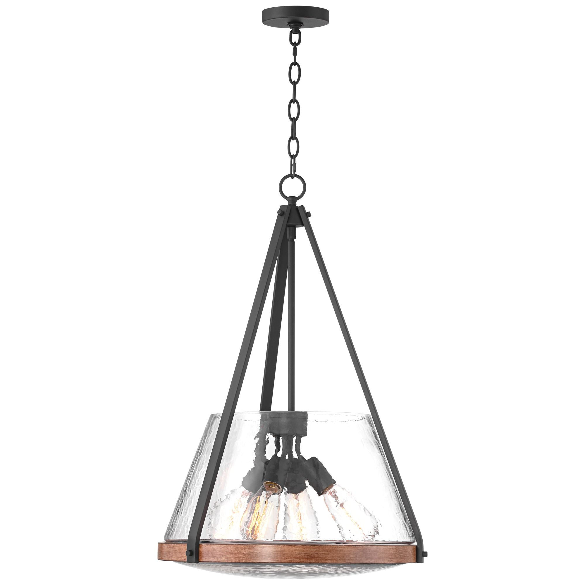 Franklin Iron Works Dana 19 1/2" Farmhouse Rustic Pendant Chandelier Ceiling Light Fixture Dining Room Over Table 4-Light Black Wood Finish