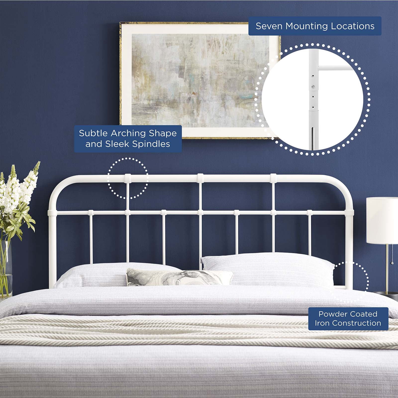 Headboard, Twin Size, Metal, White, Modern Contemporary Urban Design, Bedroom Master Guest Suite