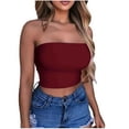 thumbnail image 2 of Tube Tops for Women Trendy Casual Solid Shirts Sexy Strapless Crop Top Fashion Slim Comfy Workout Tank Tops Summer Ladies Sleeveless Going Out Tops, 2 of 4