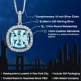 thumbnail image 2 of Gem Stone King 925 Sterling Silver Cushion Sky Blue Topaz and White Moissanite Pendant Necklace for Women (9.51 Cttw, Gemstone Birthstone, with 18 inch Silver Chain), 2 of 6