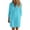 Sky Blue, variant on Women's Collared Button Front Shirt Dress Casual Loose Cotton 3/4 Sleeve Tunic Summer Dress with Pockets White XL