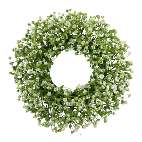 Tkrady Wreaths - 14in UV-Resistant Artificial Hedyotis Wreaths for Front Door - All Season Indoor/Outdoor Door Decorations Hanging