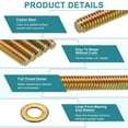 thumbnail image 4 of 12Pack Fully Threaded Rod, 5/16"x1-1/2" Zinc-Plated Carbon Steel with Nuts Washers, 4 of 7