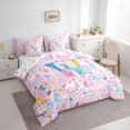 thumbnail image 2 of jejeloiu Magical Star Monogram W 7 Pieces Bedding Comforter Set For Girls,Unicorn Rainbow Initial Design Full Bedding Set,Colorful Stars Reversible, 2 of 7