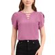 thumbnail image 1 of INSPIRAR CHIC Blusa de Cuello en V con Choker para Mujeres, Top Casual con Mangas Cortadas, S Púrpura, 1 of 7