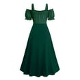thumbnail image 3 of QATAINLAV Womens Lantern Sleeve Off Shoulder Corset Dress Ruffle Flowy Hem Renaissance Dresses Halloween Costumes, Green, L, 3 of 7