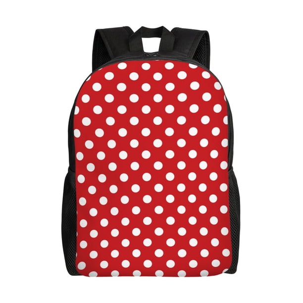 Balery Red Polka Dot Mochila - Mochila Estilosa y Duradera para Laptop de 15 Pulgadas con Tela Oxford Impermeable