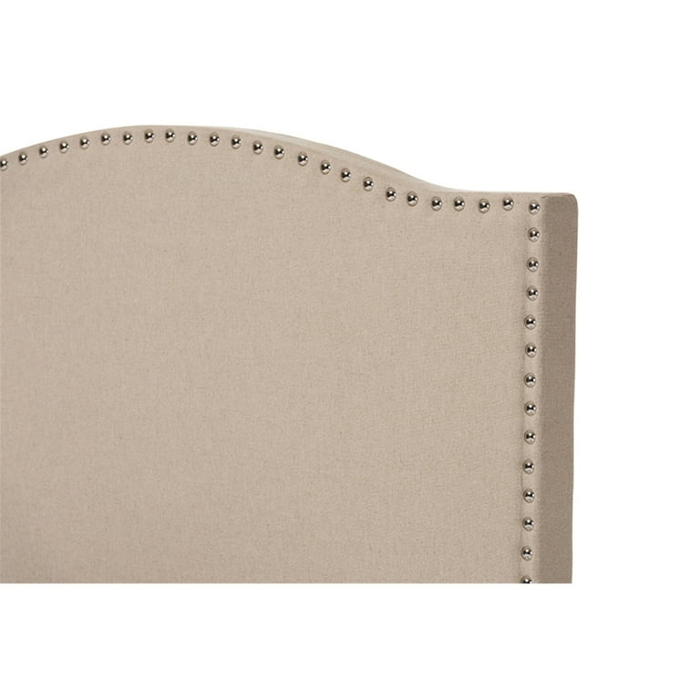 Baxton Studio Benjamin Modern and Contemporary Beige Linen Upholstered Twin Size Arched Bed with Nail Heads Baxton Studio Benjamin Modern and Contemporary Beige Linen Upholstered Twin Size Arched Bed with Nail Heads