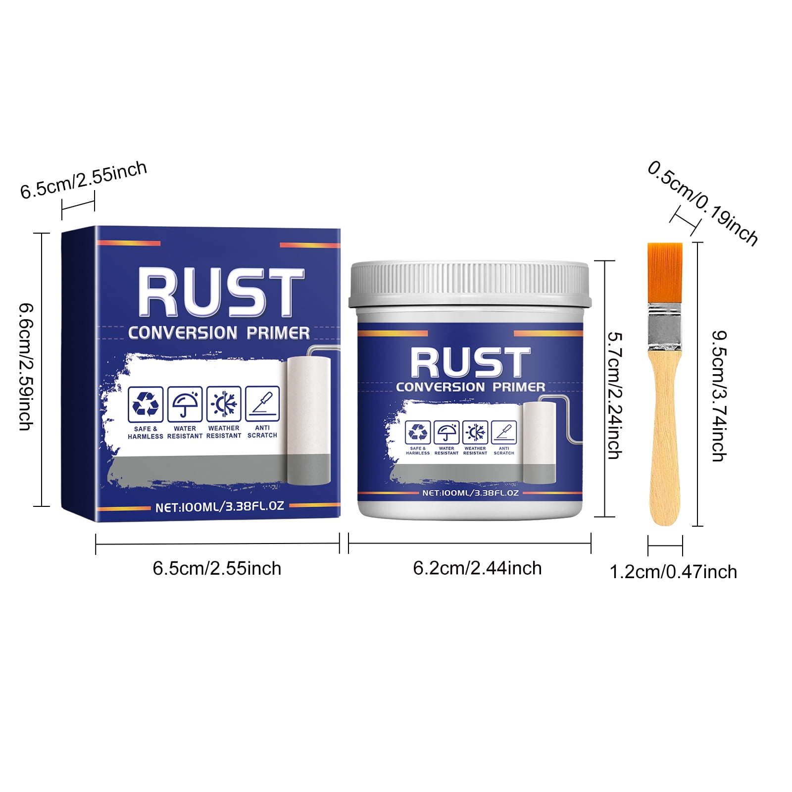 Alvantor Rust Converter & Metal Primer for Iron Railings & Brackets, Water-Based, Gray Finish