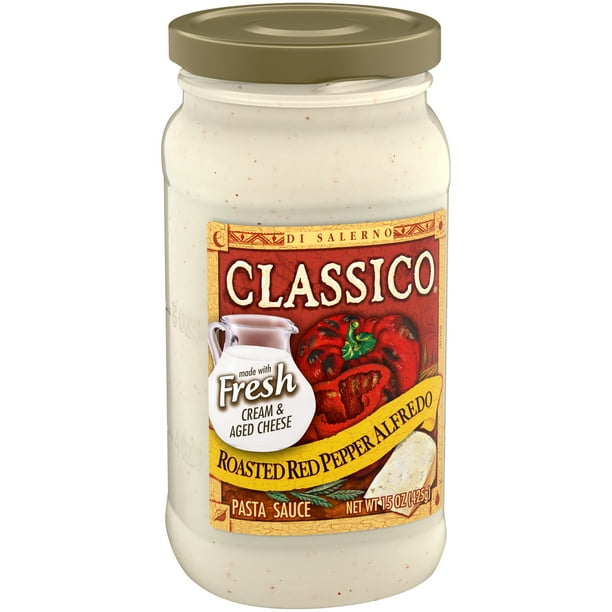 Classico Roasted Red Pepper Alfredo Pasta Sauce 15 oz Jar