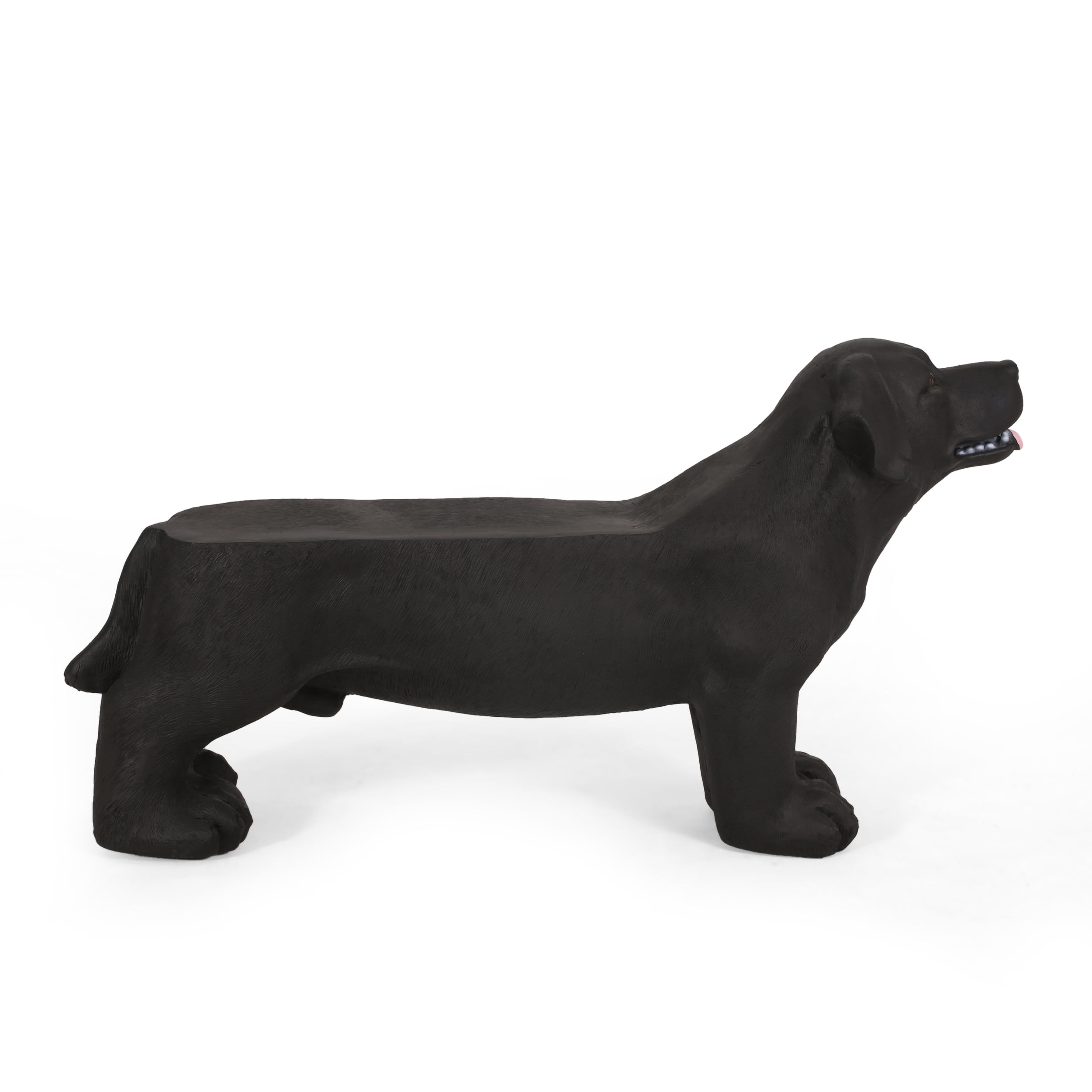 Outdoor Animal Shaped Rest Bench, Solid Wood Craft Seat for Patio Garden, Black