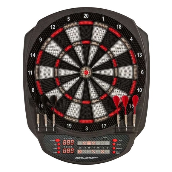 Accudart Meteor Electronic Dartboard - 35 Game Modes - 580 Game Variations - Advanced Features - Dual LED Scoring Displays - Up To 8 Players - Includes 6 Soft-Tip Darts and Replacement Tips