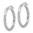 thumbnail image 2 of Auriga Fine Jewelry 925 Sterling Silver Rhod-plated 2.5mm Polished/Satin Diamond-cut Hoop Earrings for Women, 2 of 6