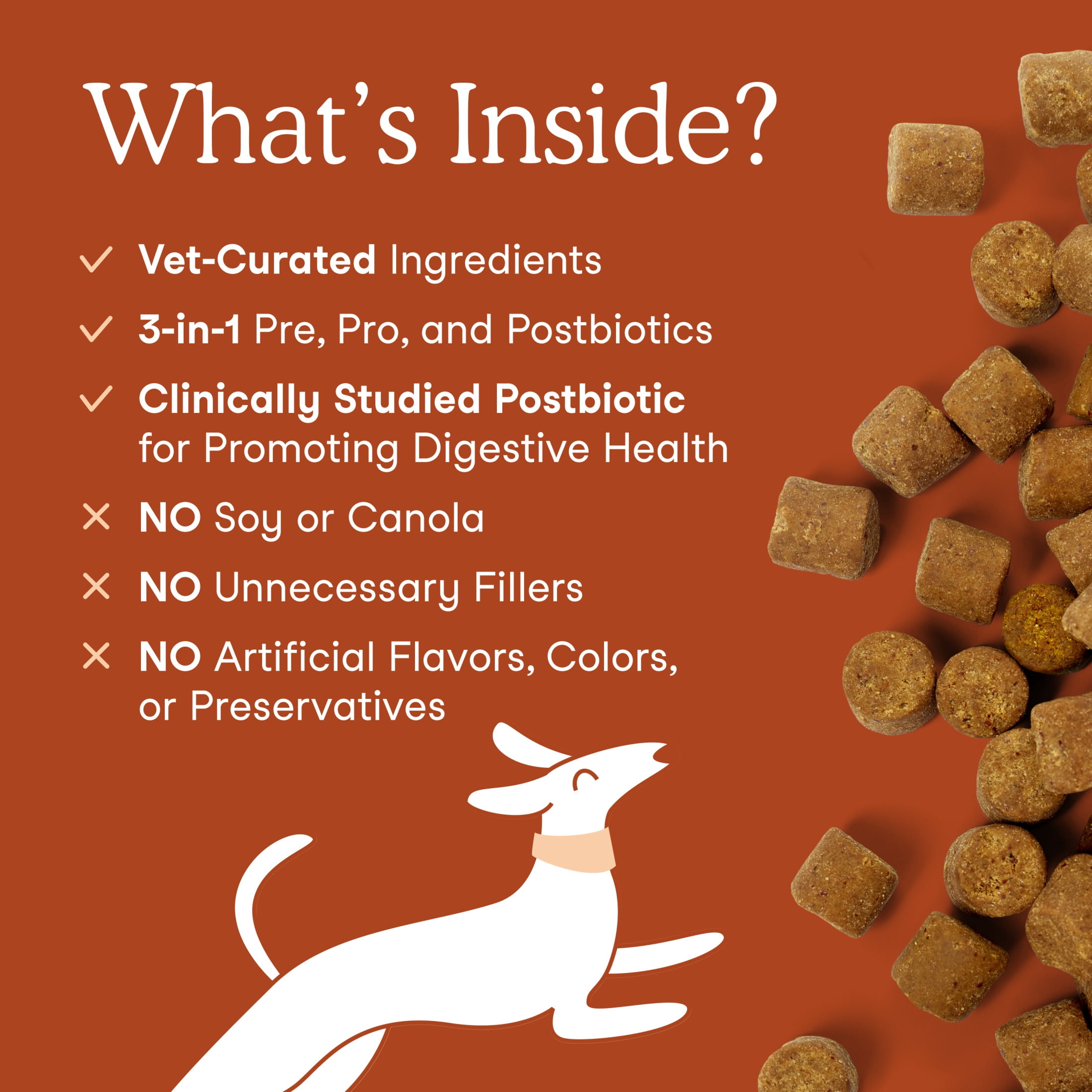 Fera Pets Dog Probiotic Chews for Digestive & Immune Health - With Prebiotics and Postbiotics - 90 Soft Chews