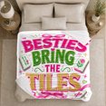 thumbnail image 5 of Playful Mahjong Tiles Bestie'S Bring Tiles Text Design, Cozy Friendship Quote Scene, Warm Flannel Blanket for Living Room and Reading Nook, Art Lovers Friendship Gift, Artistic Home Decor, 5 of 9