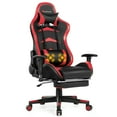 thumbnail image 1 of Goplus Chaise de Jeu de Massage Inclinable Pivotante de Course Chaise de Bureau avec Repose-Pieds Rouge, 1 of 10