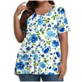 thumbnail image 2 of Plus Size 4X Women's Short Sleeve Tops Sale Under $10 Summer Casual Loose Print Blouse, 2 of 6