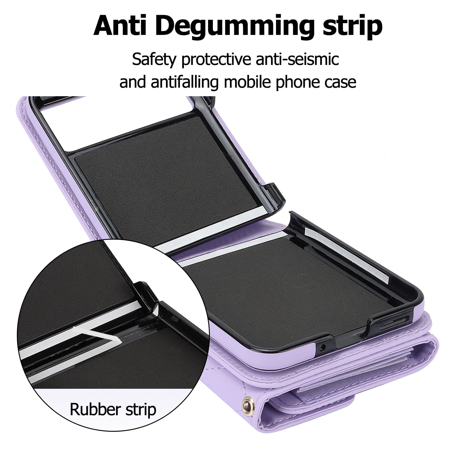 Allytechgroup Moto Razr 2025 Wallet Case with Shoulder Strap, Premium PU Leather Multiple Cards Slots Protective Shockproof Portable Phone Case Cover for Motorola Moto Razr 2025, Purple