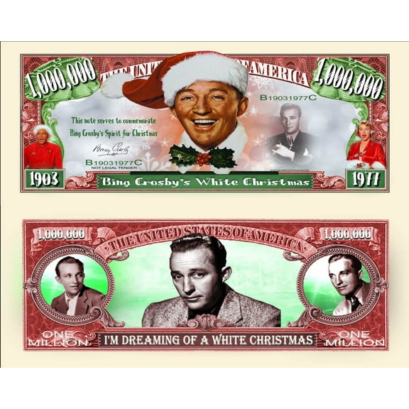 Anime Source Bing Crosby's White Christmas Dreaming of a White Christmas Musician Singer Commemorative Novelty Million Bill With Semi Rigid Protector