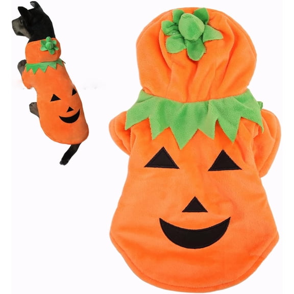 Funny Dog Pumpkin Hoodie, Small Dog Cat Halloween Costumes, Cute Pumpkin Hat Pet Shirt, Boy Girl Puppy Cosplay Outfit for Halloween Party
