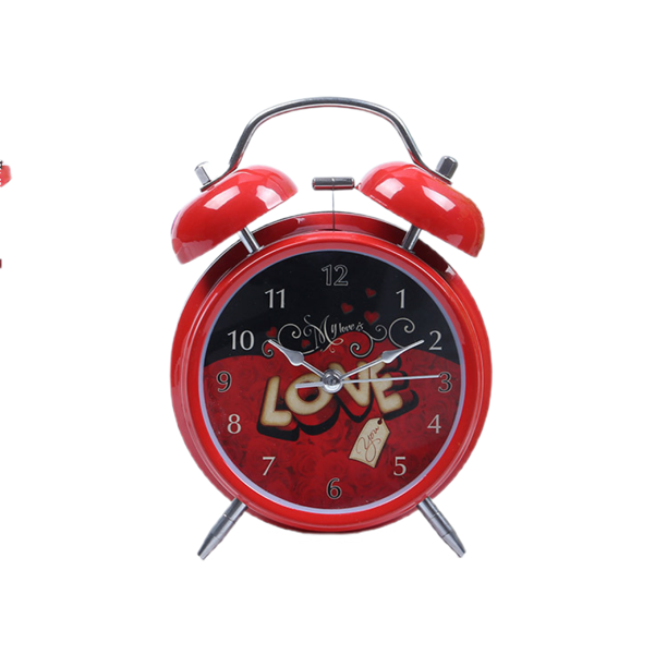 TIMPCV 4 inch metal alarm clock red LOVE with luminous mute simple