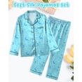 thumbnail image 7 of Girls Pajamas Silk PJS Set Satin Sleepwear Long Sleeve Jammies for Kids Button-Down Nightwear Loungewear 3-16 Years, 7 of 7
