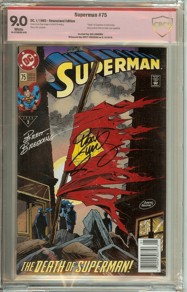 Superman #75 CBCS 9.0 Signed Dan Jurgens Brett Breedings
