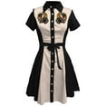 thumbnail image 1 of Vestido camisero vintage para mujer con estampado floral western: botones, corte A, cintura elástica, vestido midi retro de verano., 1 of 4