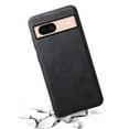 thumbnail image 2 of Phone Case for Google Pixel 8, Strong Magnetic Compatible with Mag-Safe, Vintage PU Leather Men Women Cover, Non-Slip Grip Shockproof Protective Bumper Case for Google Pixel 8, Black, 2 of 4