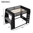 thumbnail image 4 of Mirightone Wood Queen over Queen Bunk Bed with Gaming Desk and Storage Shelves, Gaming Bunk Bed with LED Light & Charging for Gamer - Black+Gray, 4 of 7