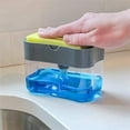 thumbnail image 2 of Dalax-Dish Soap Dispenser Detergent Squeezer for Kitchen Sink Dish Washing, Manual Press Liquid Pump & Sponge Holder 2 in1, Innovative Refillable Storage Container Countertop Soap Pump Dispenser Caddy, 2 of 4