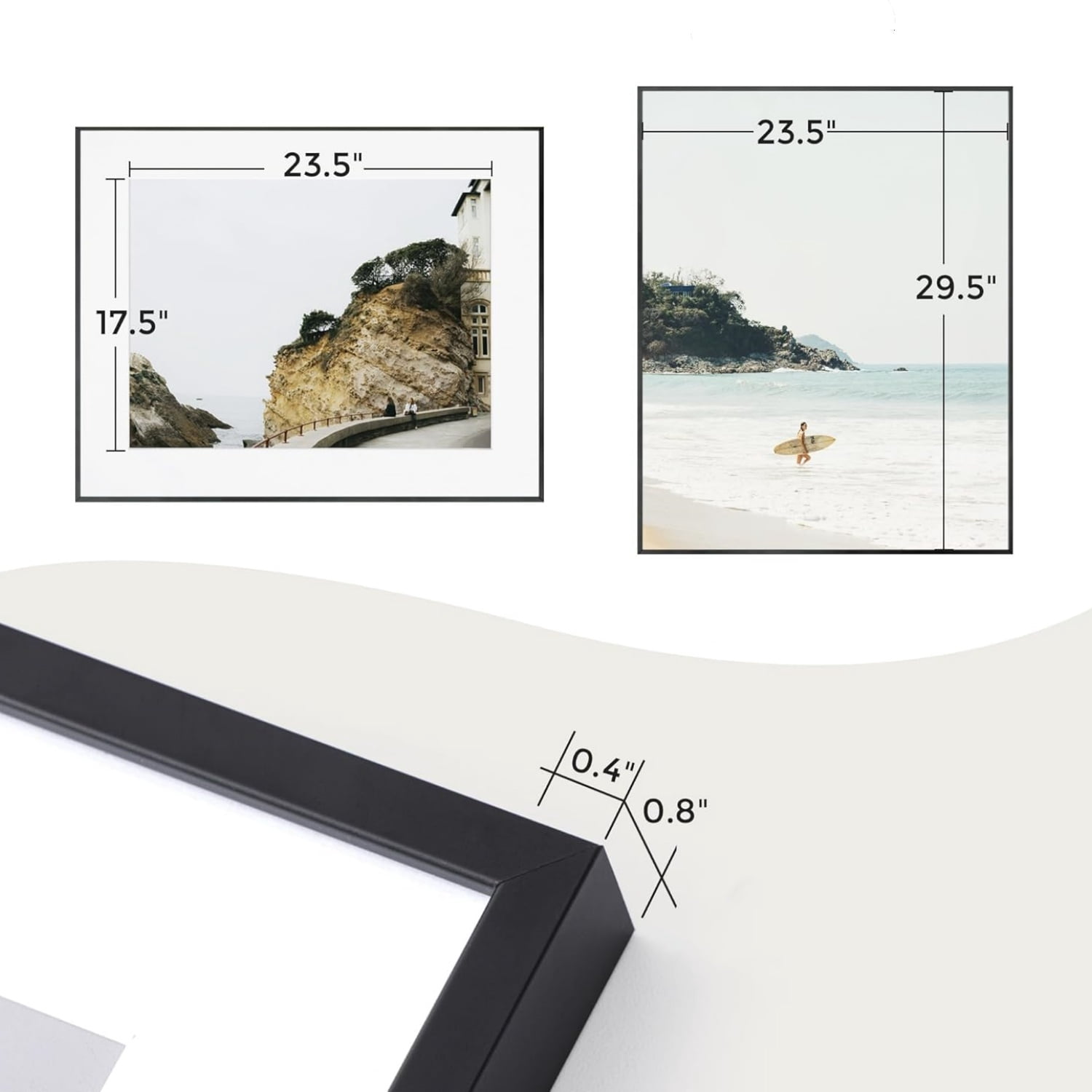 24x30 Metal Picture Frame with 18x24 Mat - Versatile Wall Display Frames for Vertical or Horizontal Orientation,Black