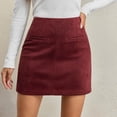 thumbnail image 5 of IUYRTFE Women's Faux Suede Mini Skirt – High-Waist Zip-Up A-Line Short Skirt for Fall, Winter, and Casual Daily Wear, 5 of 7