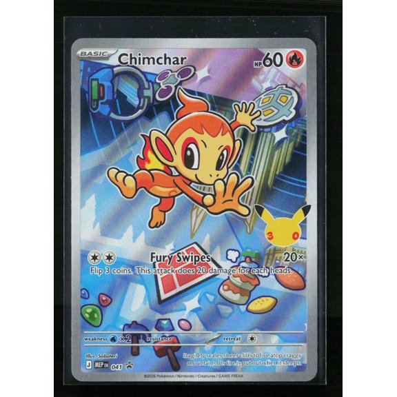 Collectible Lightly Played Excellent 2026 Pokemon Mega Evolution Chimchar Holo Black Star Promo MEP EN 041 EN