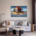 thumbnail image 3 of Póster de lienzo de Una cabaña marrón junto al mar, decoración de dormitorio, paisaje deportivo, decoración de oficina, regalo, estilo marco, 20 x 30 cm, 3 of 8