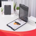 thumbnail image 1 of Clipboard with Storage, Plastic Storage Clipboard with Low Profile Clip, Heavy Duty Nursing Clipboards Foldable, Waterproof Coaches Clipboard Case, Letter Size Smooth Writing,Transparent Black, 1 of 7