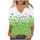 thumbnail image 3 of TaTaai Women St. Patrick's Day Fashion Print V-Neck 3/4 Sleeve T-Shirt Loose Casual Top Ladies Spring Holiday Street Wear Lightweight Breathable Non-See-Through No Fading Soft Top Gift, 3 of 5