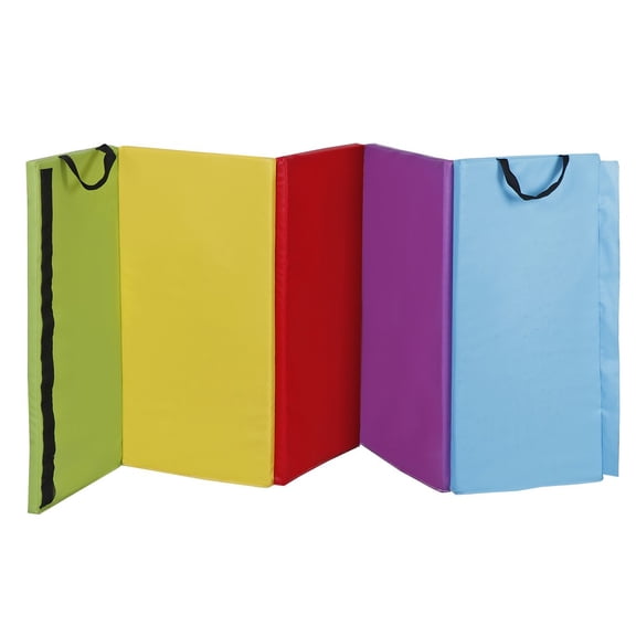 WSSYzyzf Tri-Fold Folding Exercise Mat, 6’x2.5’ Thick Mat with Carrying Handles for Gymnastics