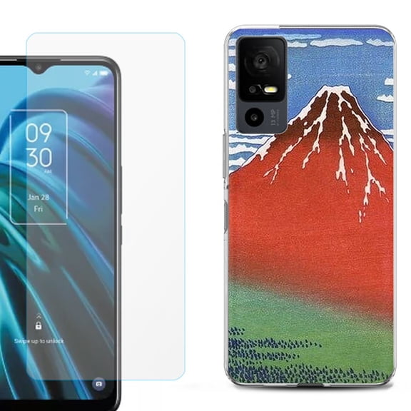 OneToughShield ® for TCL 40 XE 5G Shockproof Fashion Phone Case, with Tempered Glass Screen Protector - Fuji Morning